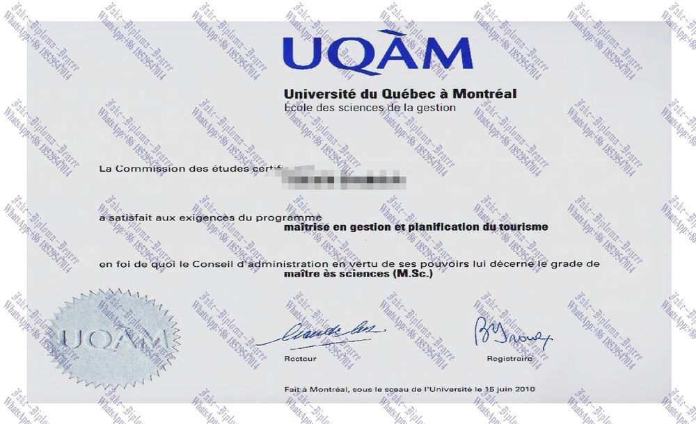 Fake University of Quebec at Montreal Degree