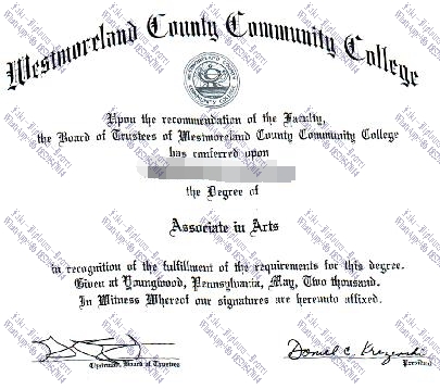 Fake Westmoreland County Community College Diploma