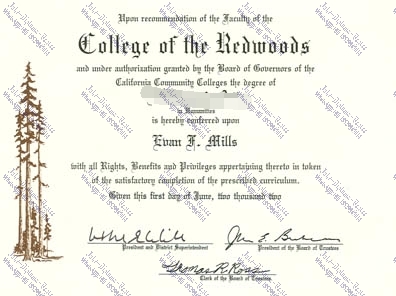 Fake Where to purchase fake College Of The Redwoods Diploma Degree