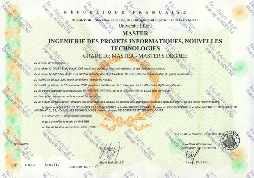 How to buy fake Université Lille 1 Diploma