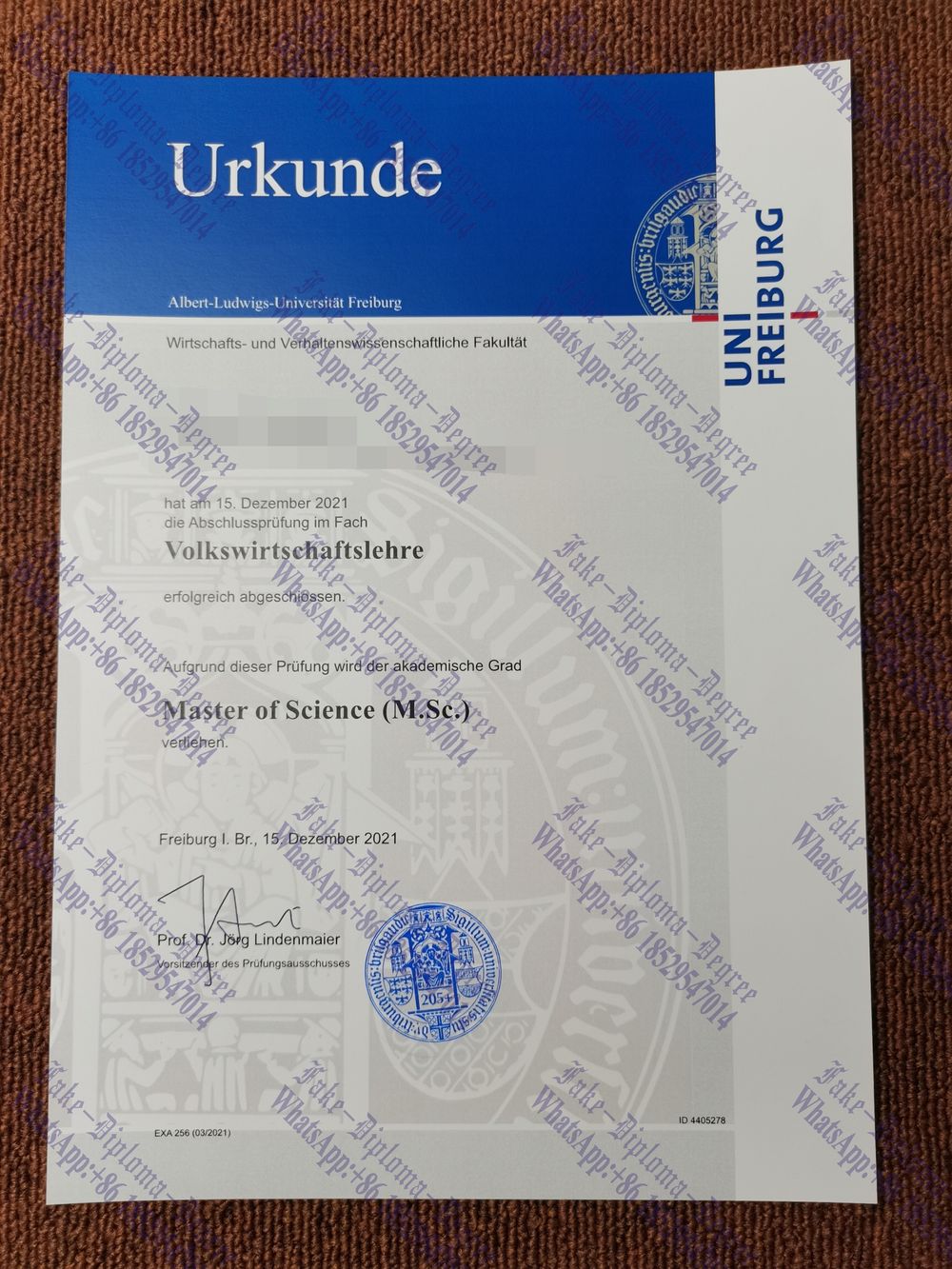 How to buy phony University of Freiburg Diploma
