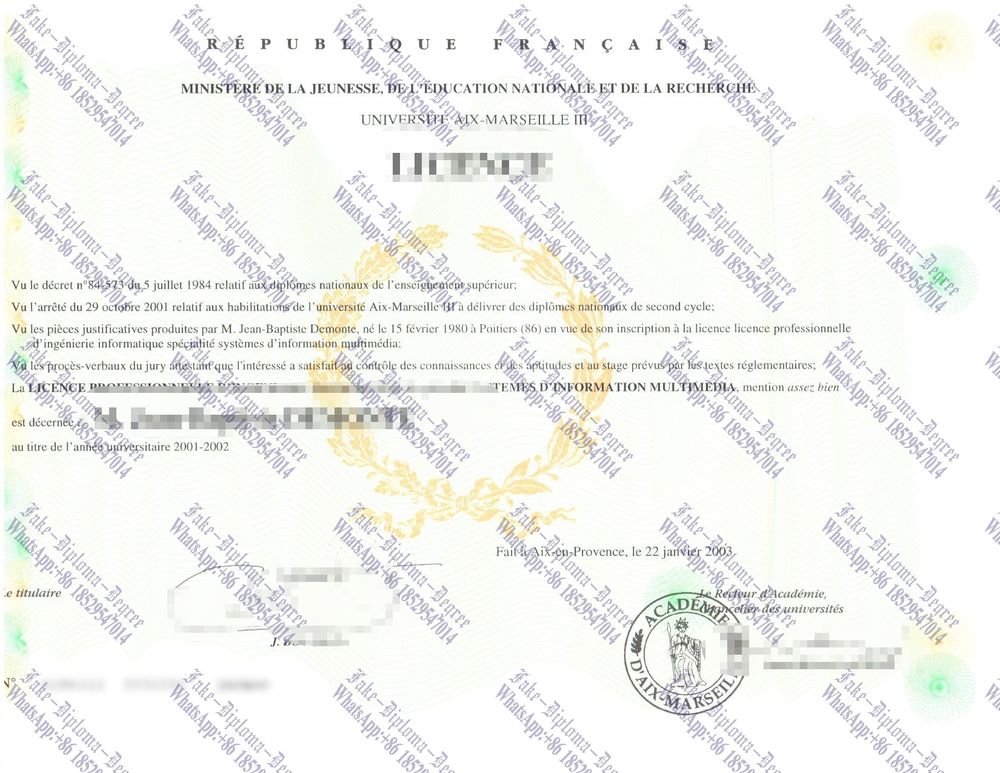 How to buy phony Université dAix Marseille III Diploma