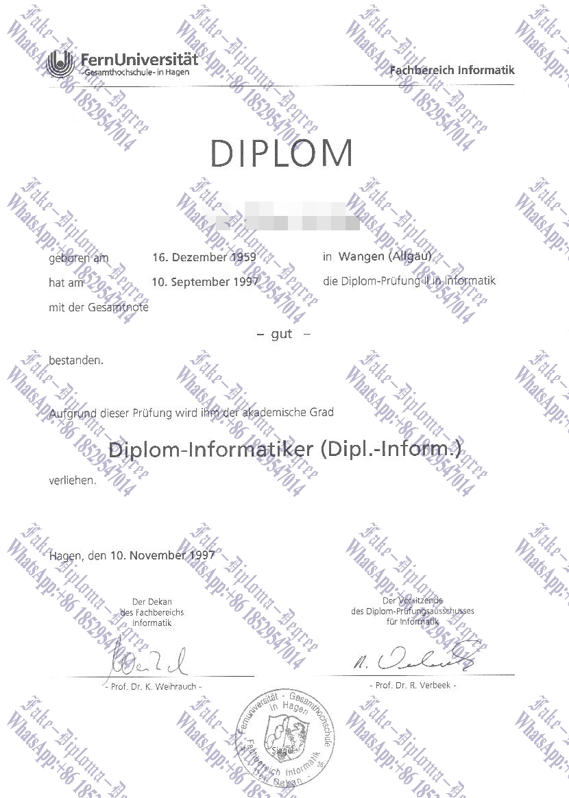 How to create fake FernUniversitat in Hagen Degree