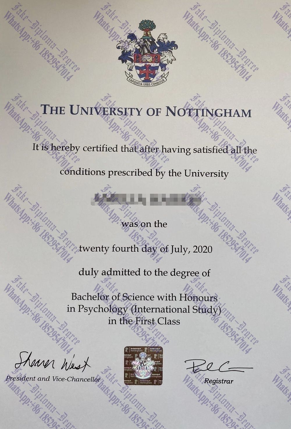 How to create fake The University of Nottingham Degree
