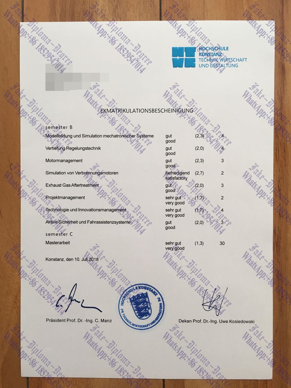 How to create fake University of Konstanz Diploma