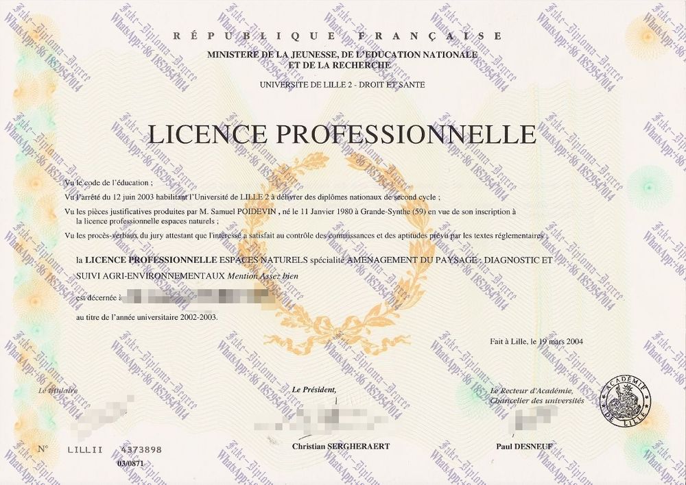 How to create fake Université Lille 2 Droit et Santé Diploma