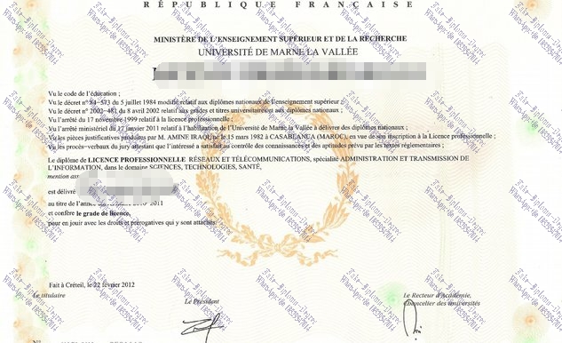 How to create fake Université de Marne La Vallée Diploma