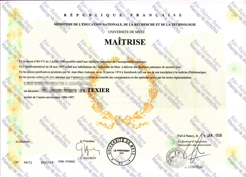 How to create fake Université de Metz Diploma