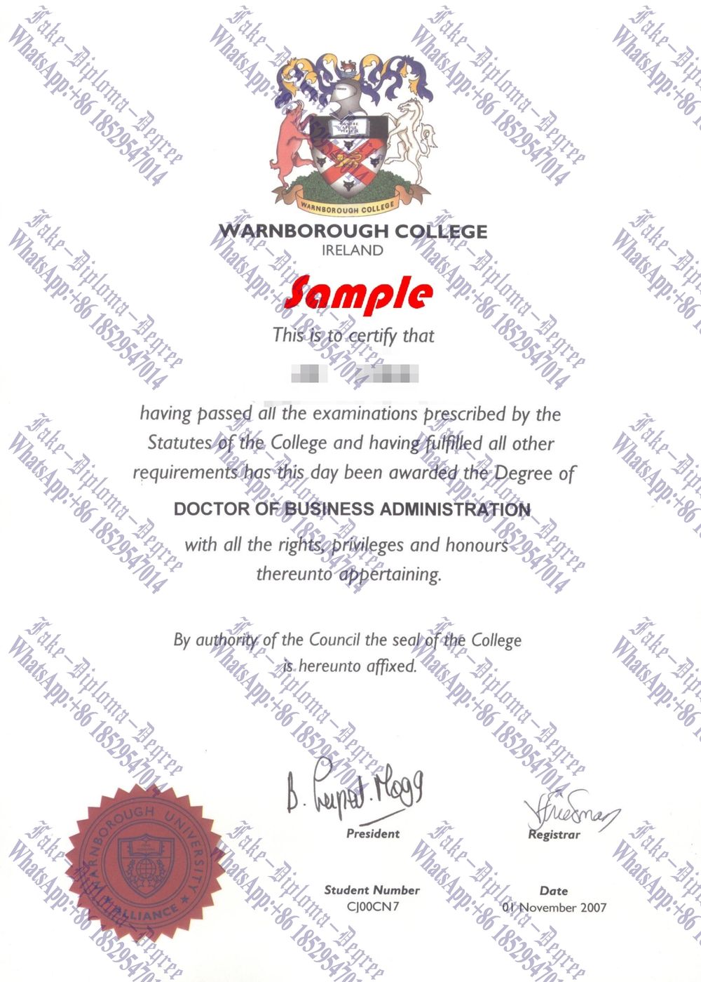 How to create fake Warnborough College Diploma