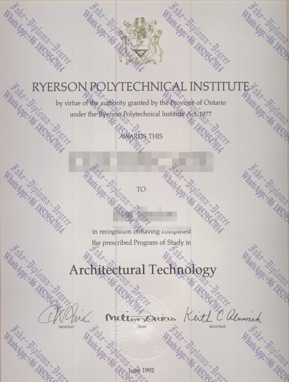 How to order fake Ryerson Institute of Technology Degree