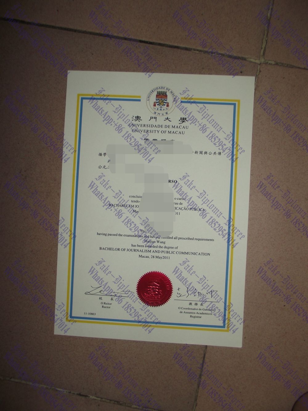How to order fake University of Macao Diploma