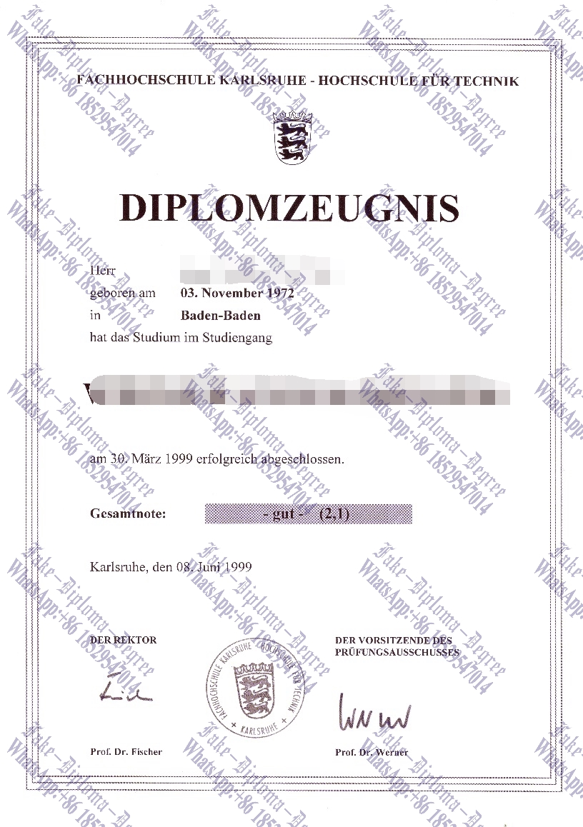 How to purchase fake Fachhochschule Karlsruhe Hochschule für Technik Diploma
