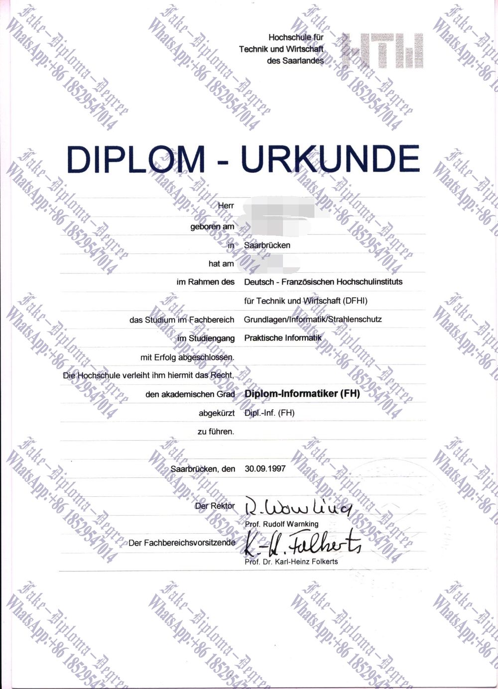 Is it possible to buy fake Saarland University Degree