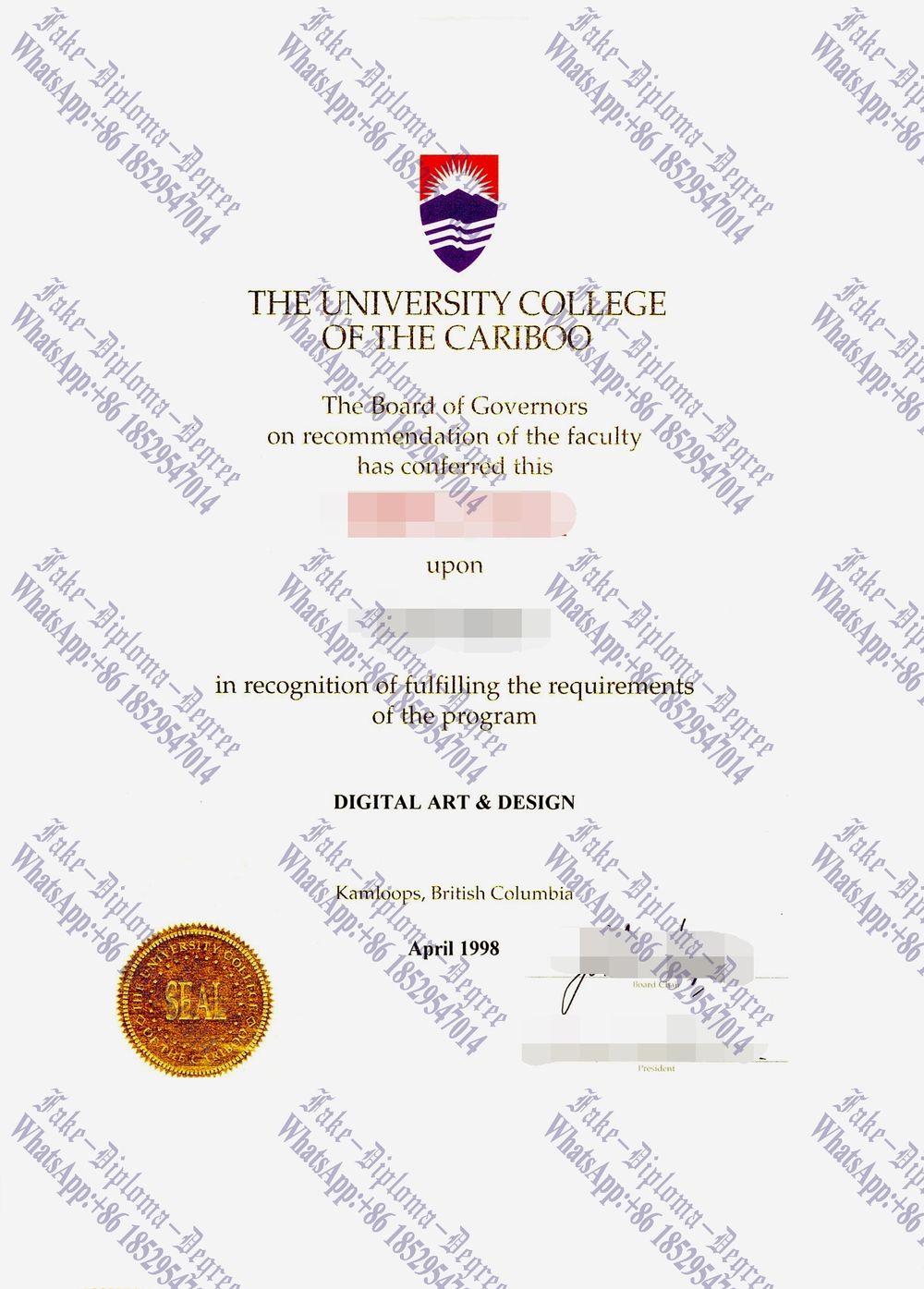 Is it possible to buy fake University college of the Cariboo 1 Degree