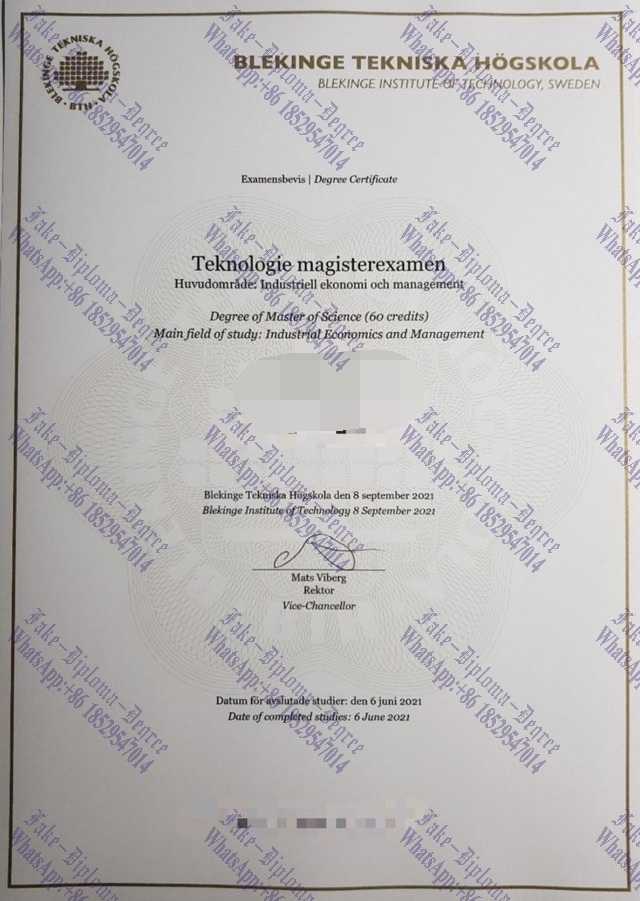 Make fake Blekinge Institute of Technology Diploma