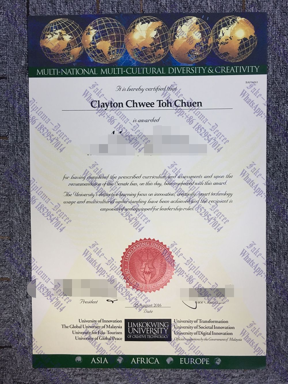 Make fake Limkokwing University Diploma