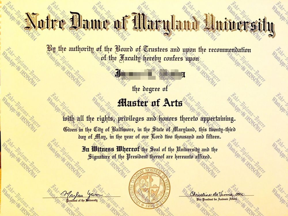 Make fake Notre Dame of Maryland University Diploma