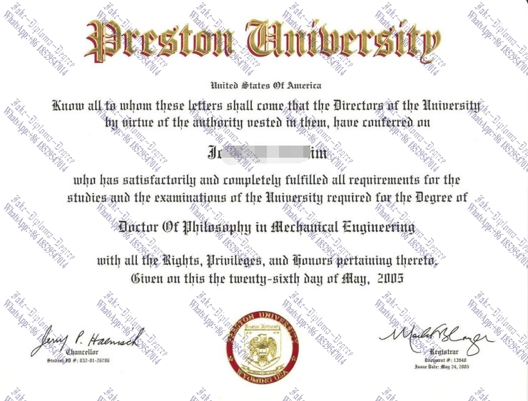 Make fake Preston University Diploma