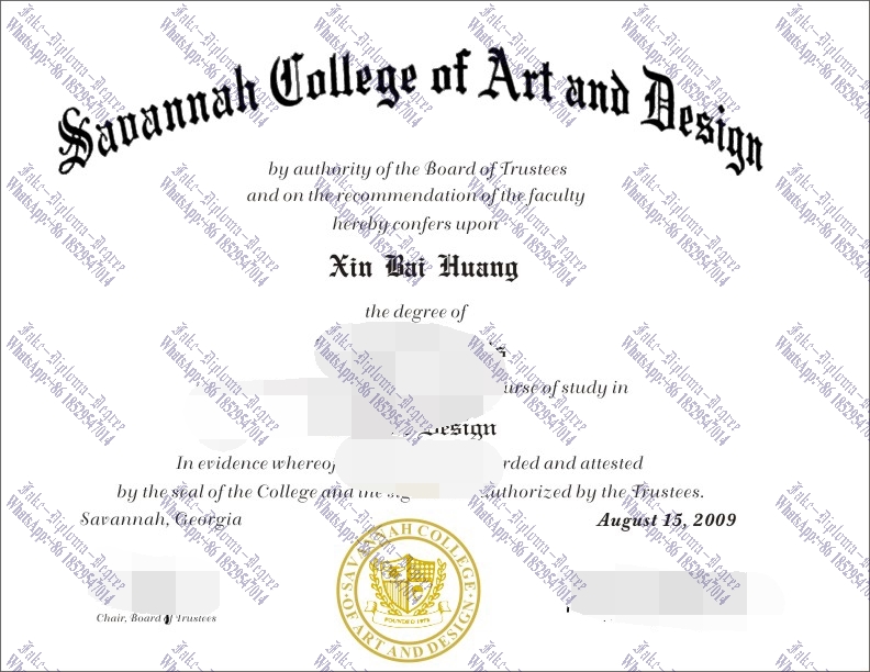 Make fake The Savannah College of Art and Design Diploma