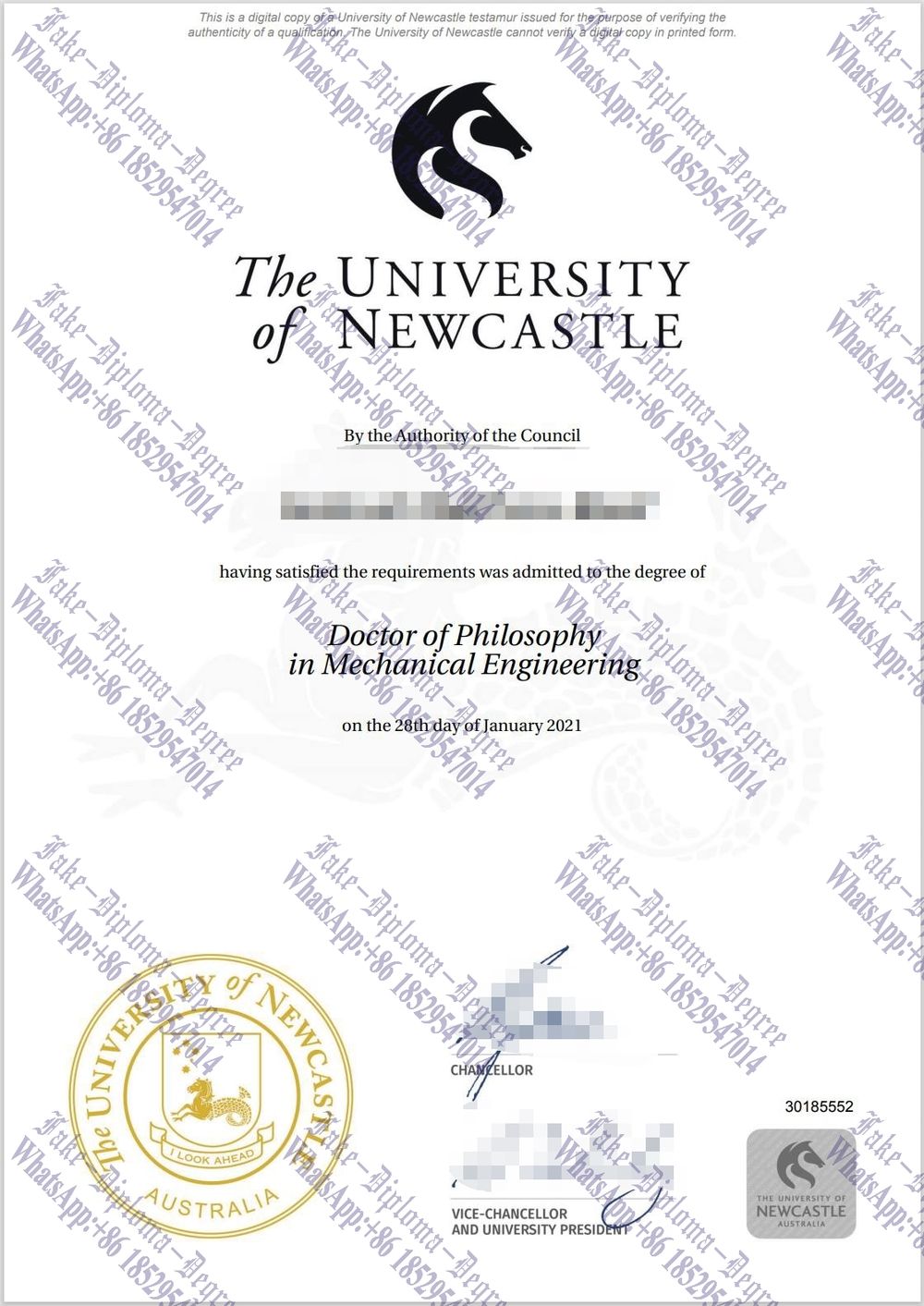 Make fake The University of Newcastle Degree
