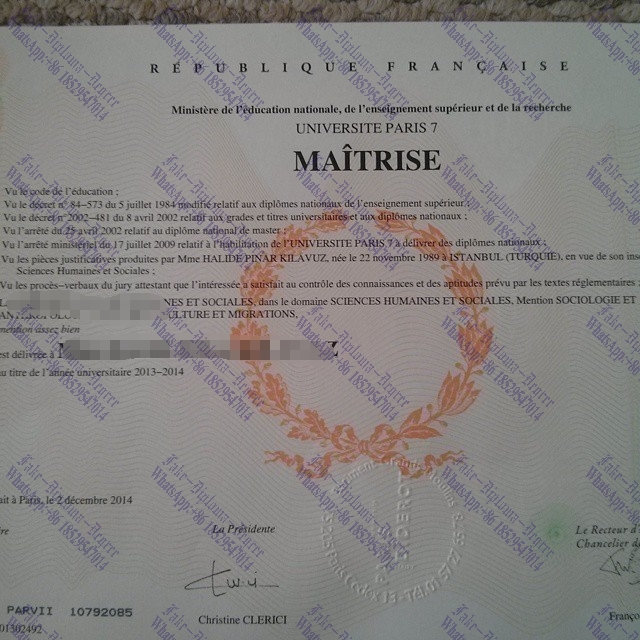 Make fake Universite de Paris 7 Degree