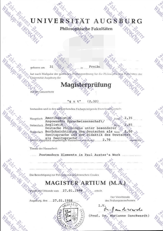 Make fake University of Augsburg Diploma