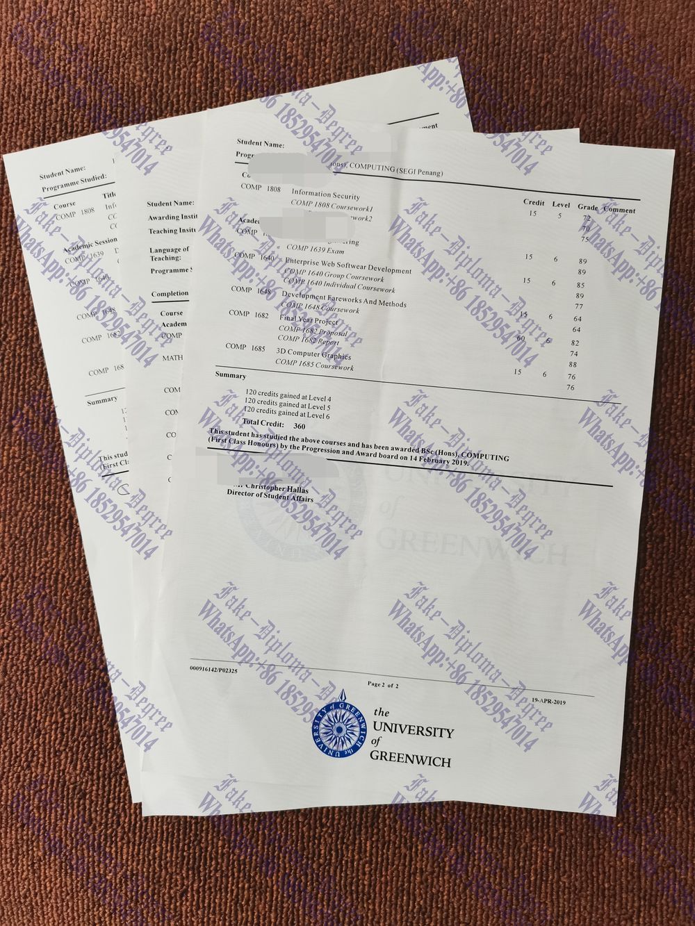 Make fake University of Greenwich Diploma