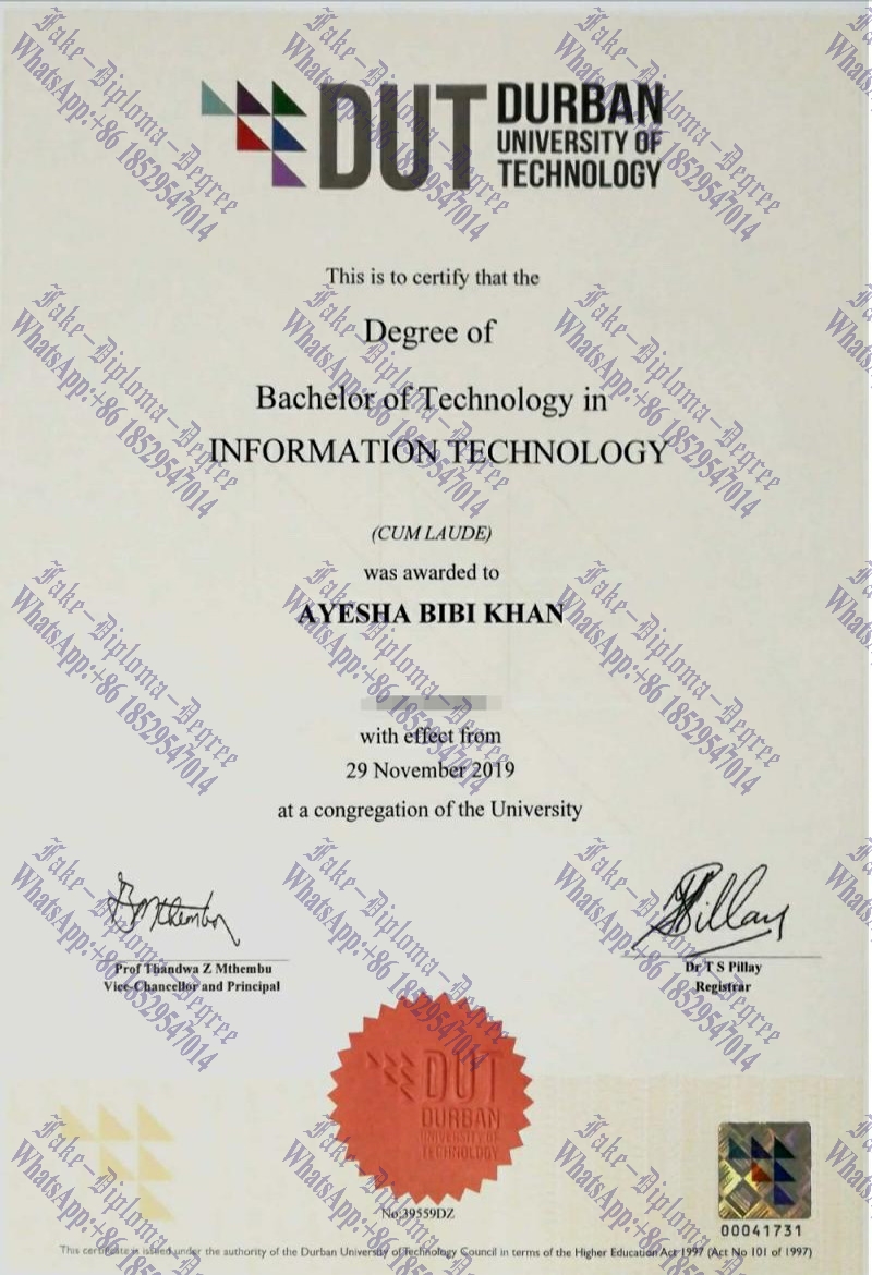 Purchase fake Durban University of Technology Diploma
