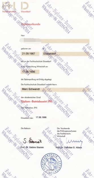 Purchase fake Fachhochschule Düsseldorf Diploma