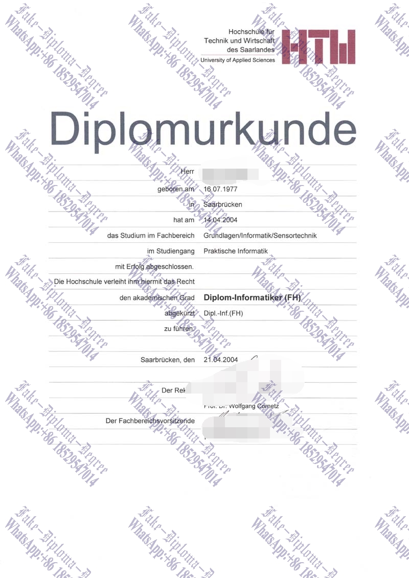 Purchase fake Hochschule für Technik und Wirtschaft des Saarland Degree