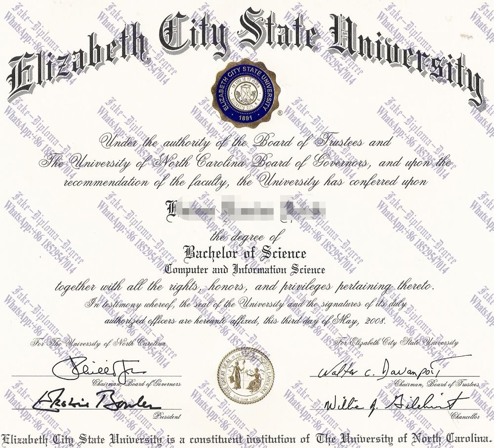 Purchase fake Purchase phony Elizabeth City State University Degree Diploma