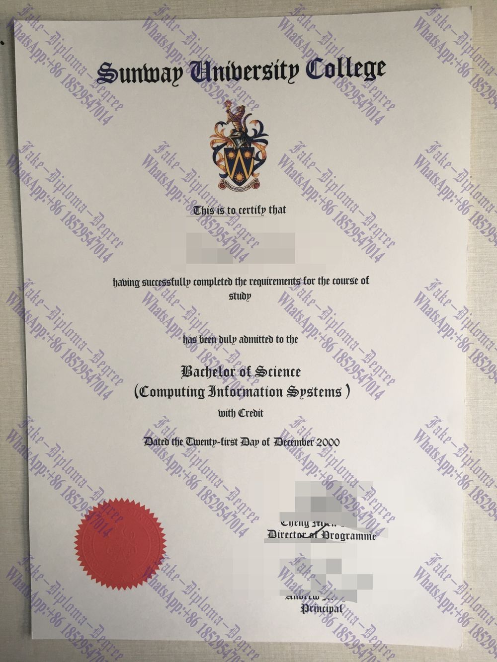 Purchase fake Sunway University Diploma
