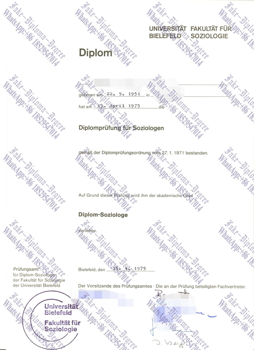 Purchase fake Universitat Bielefeld Degree