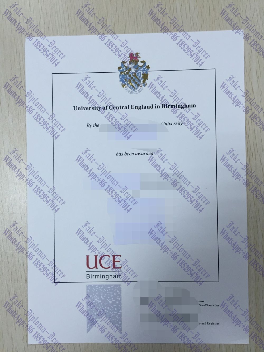 Purchase fake University of Central England(UCE) Diploma
