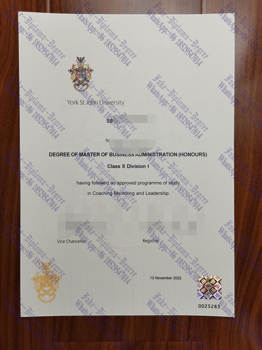 Purchase fake York St John University Diploma