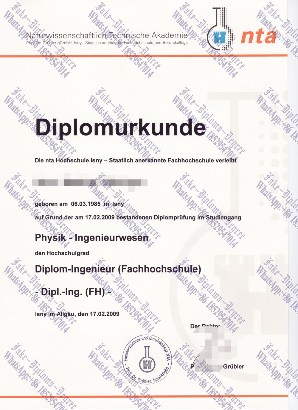 Purchase fake naturwissenschaftlich technische Akademie Diploma
