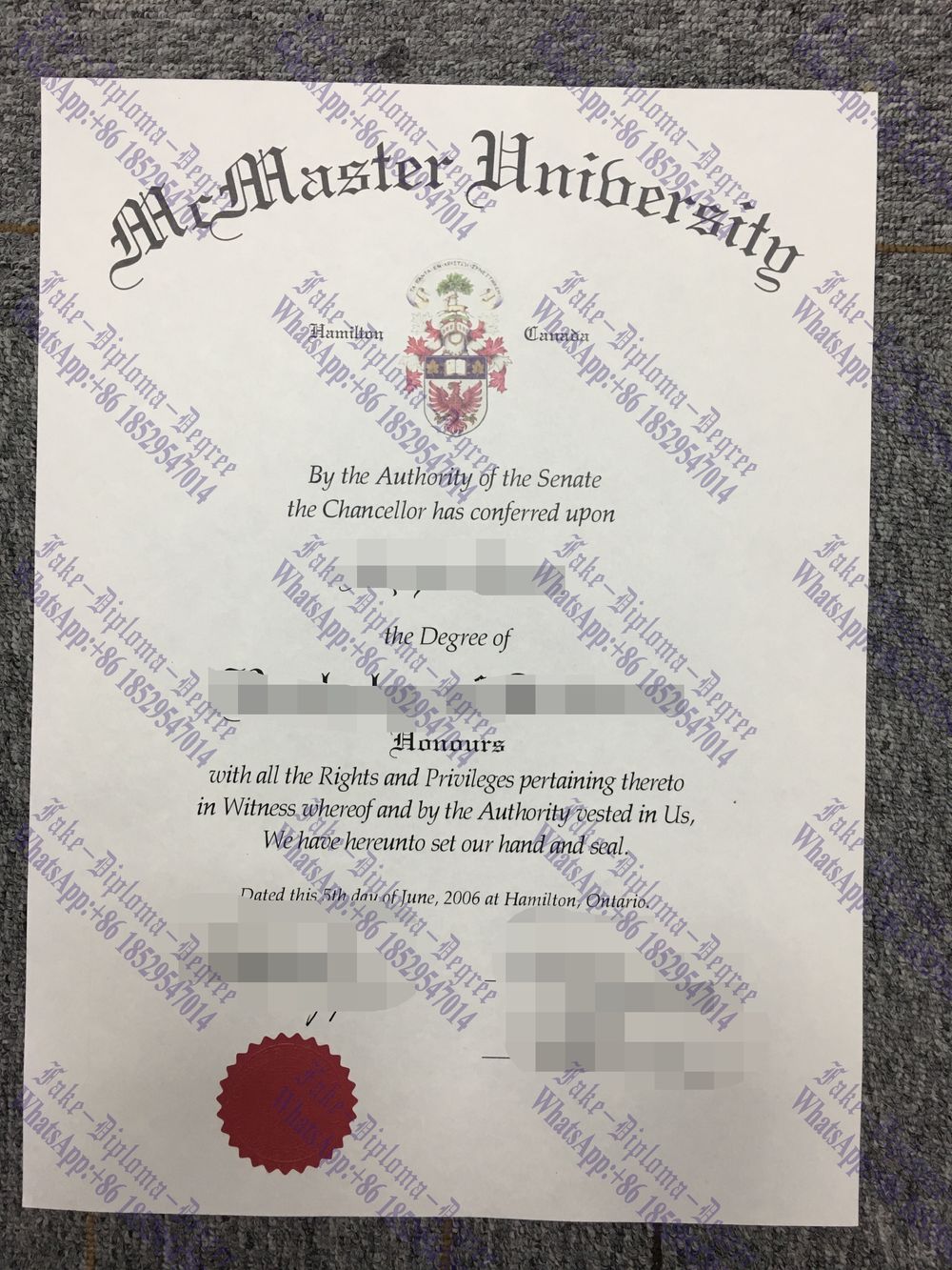 Purchase phony McMaster University Diploma