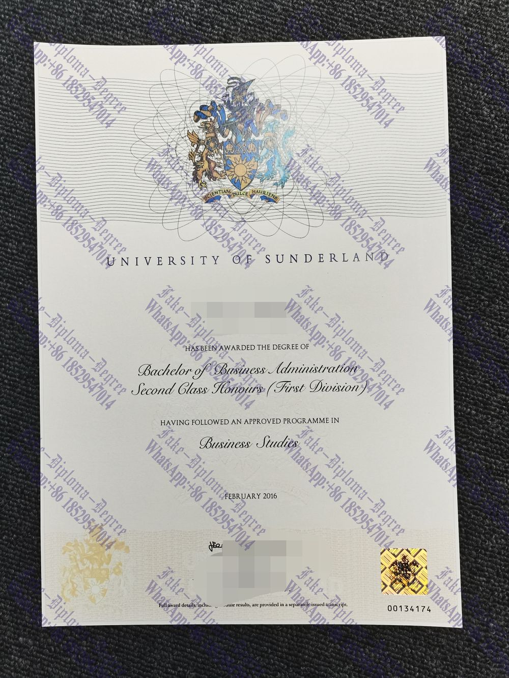 Purchase phony The University of Sunderland Degree