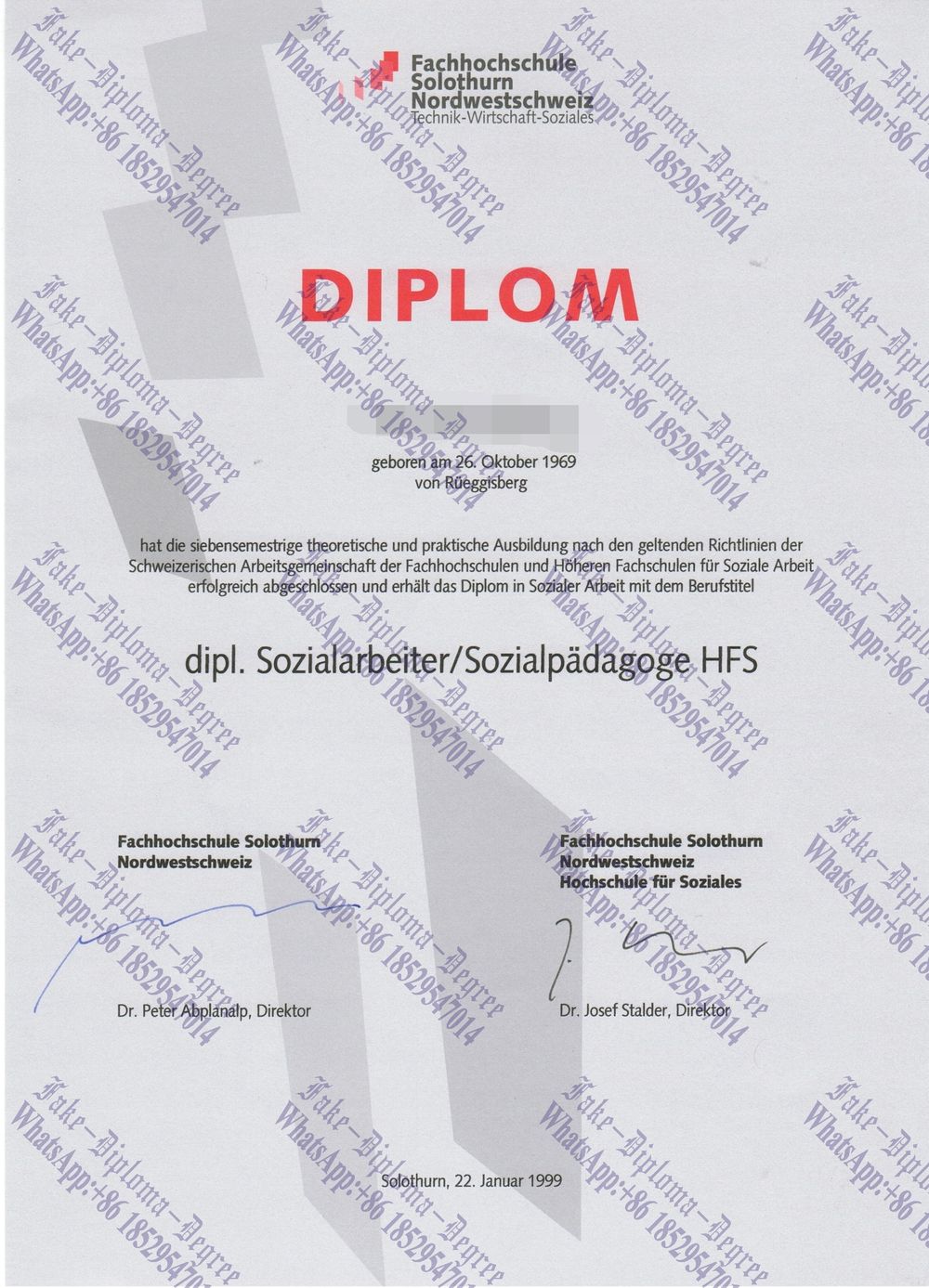 The steps to buy fake FH Solothurn Nordwestschweiz Diploma