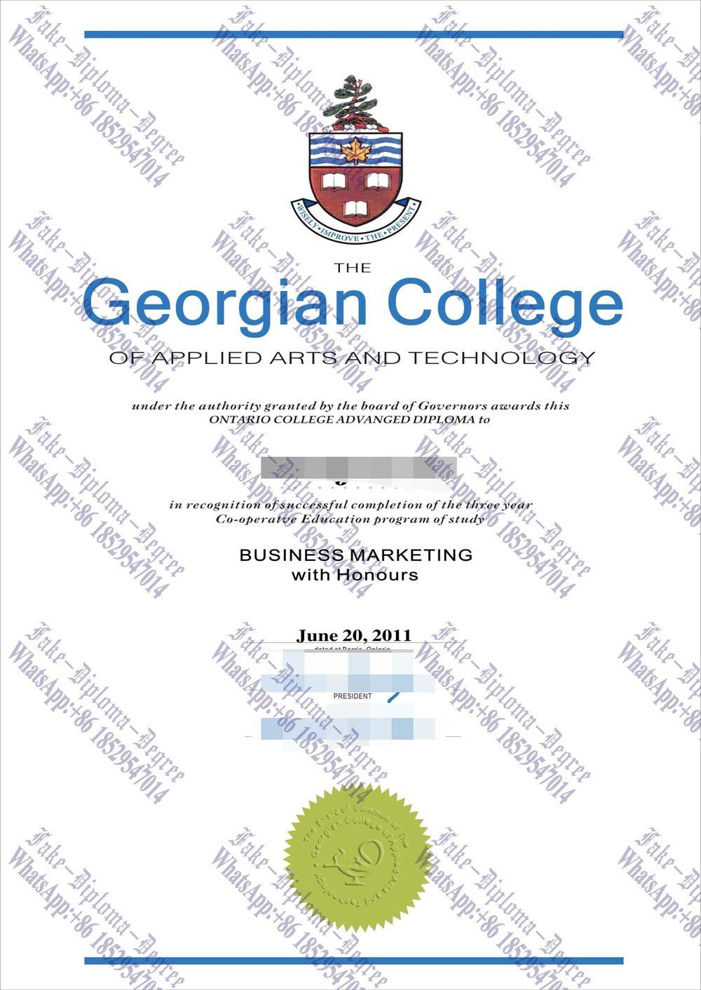 The steps to buy fake Georgian College Degree