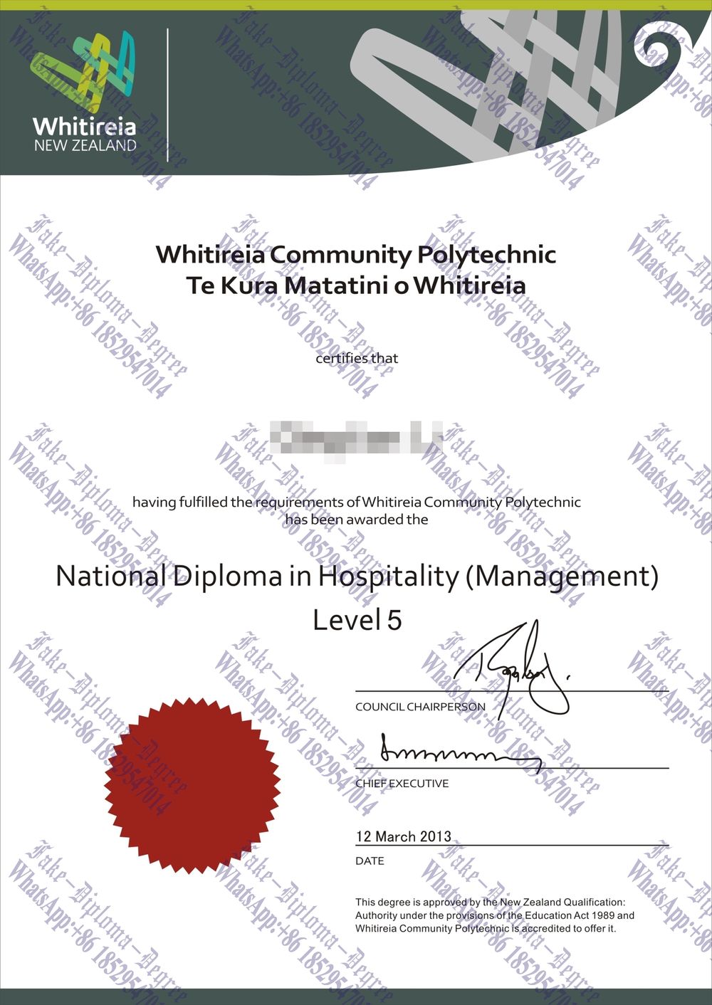The steps to buy fake Whitireia Community Polytechnic Degree