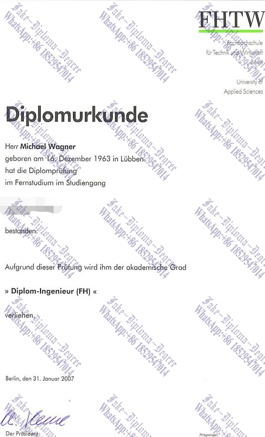 Where to order fake FachhochschulefürTechnikundWirtschaftBerlin Degree