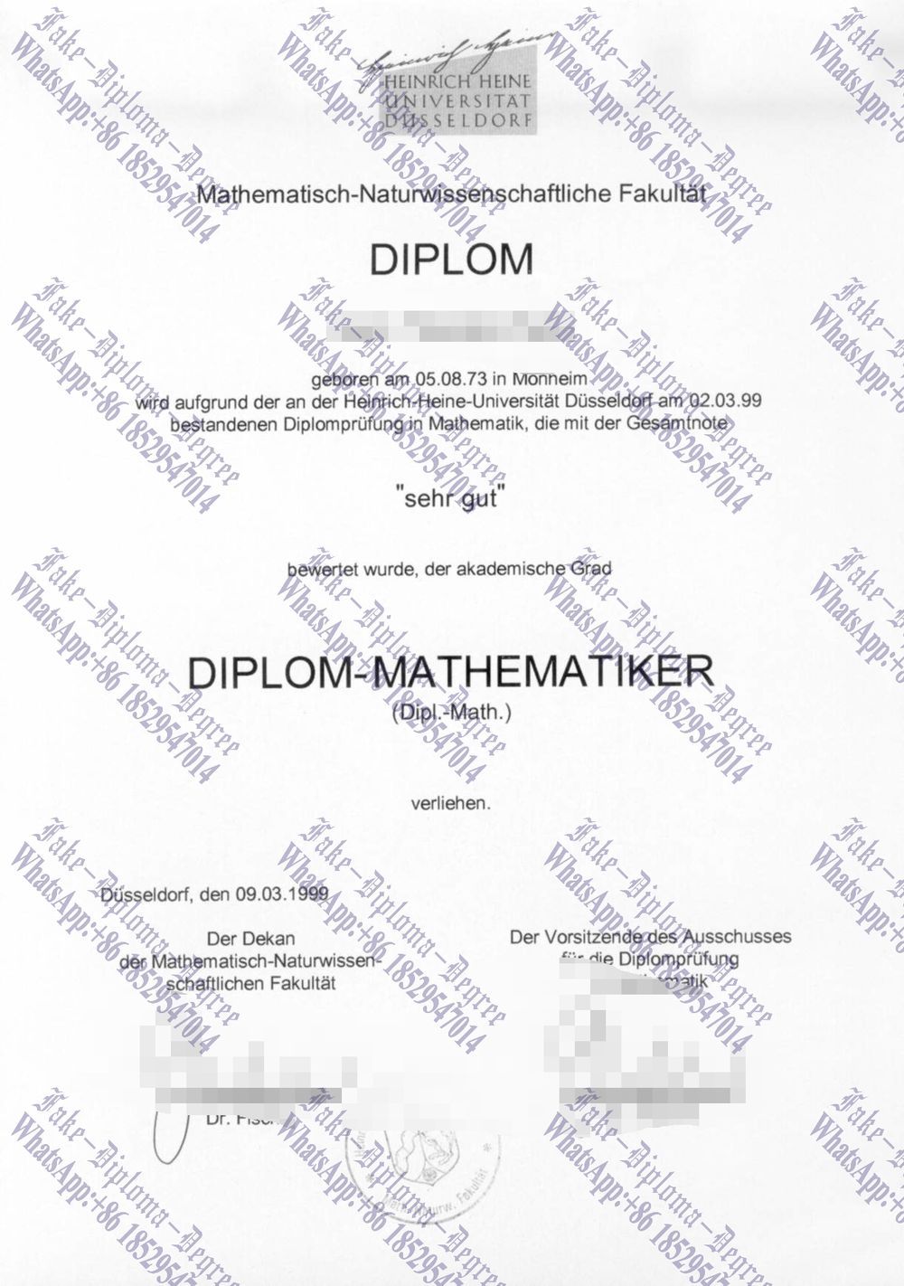 Where to order fake Heinrich Heine Universitat Düsseldorf Degree