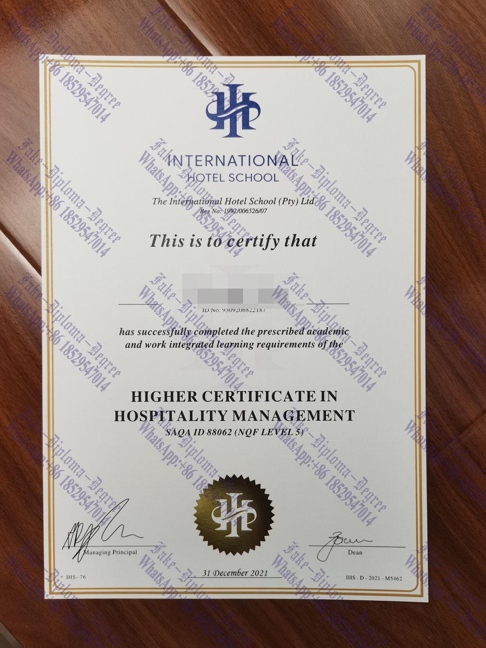 Where to order fake International Hotel School Degree