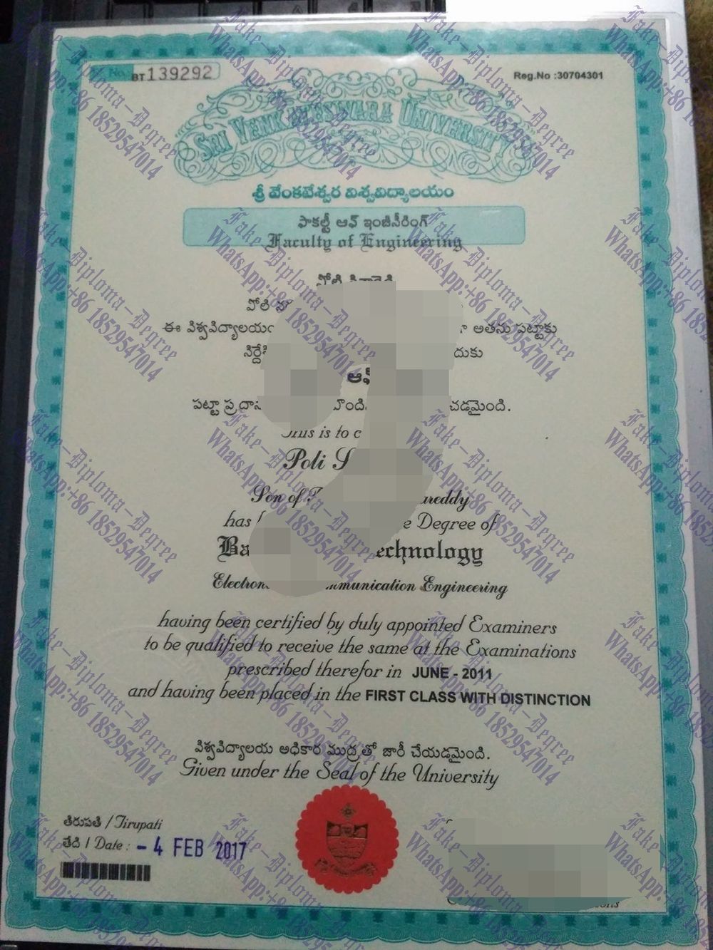 Where to order fake Sri Venkateswara Vedic University Degree