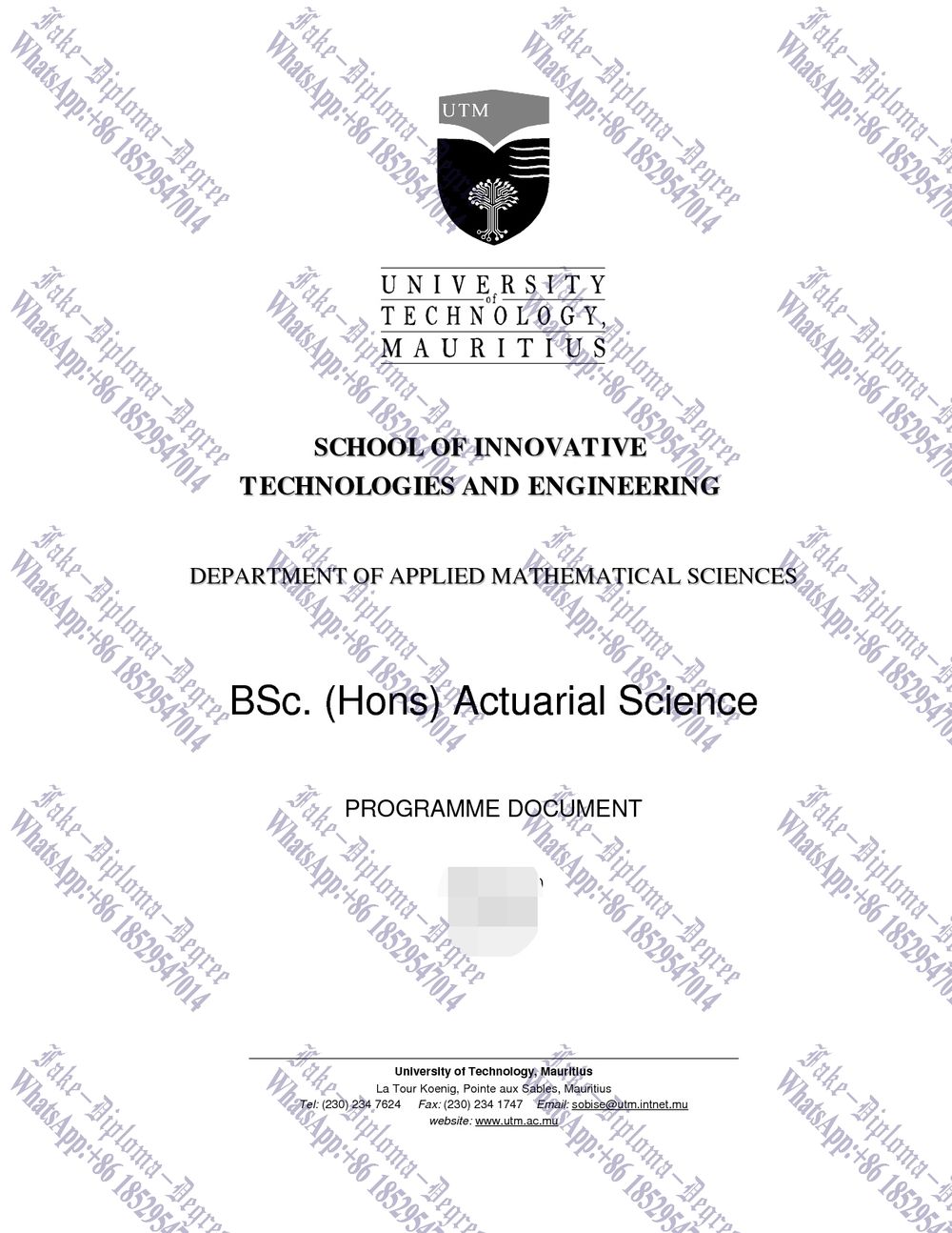 Where to order fake University of Technology Mauritius Degree