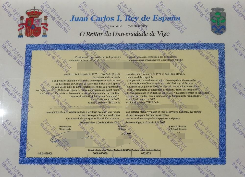Where to order fake University of Vigo Diploma