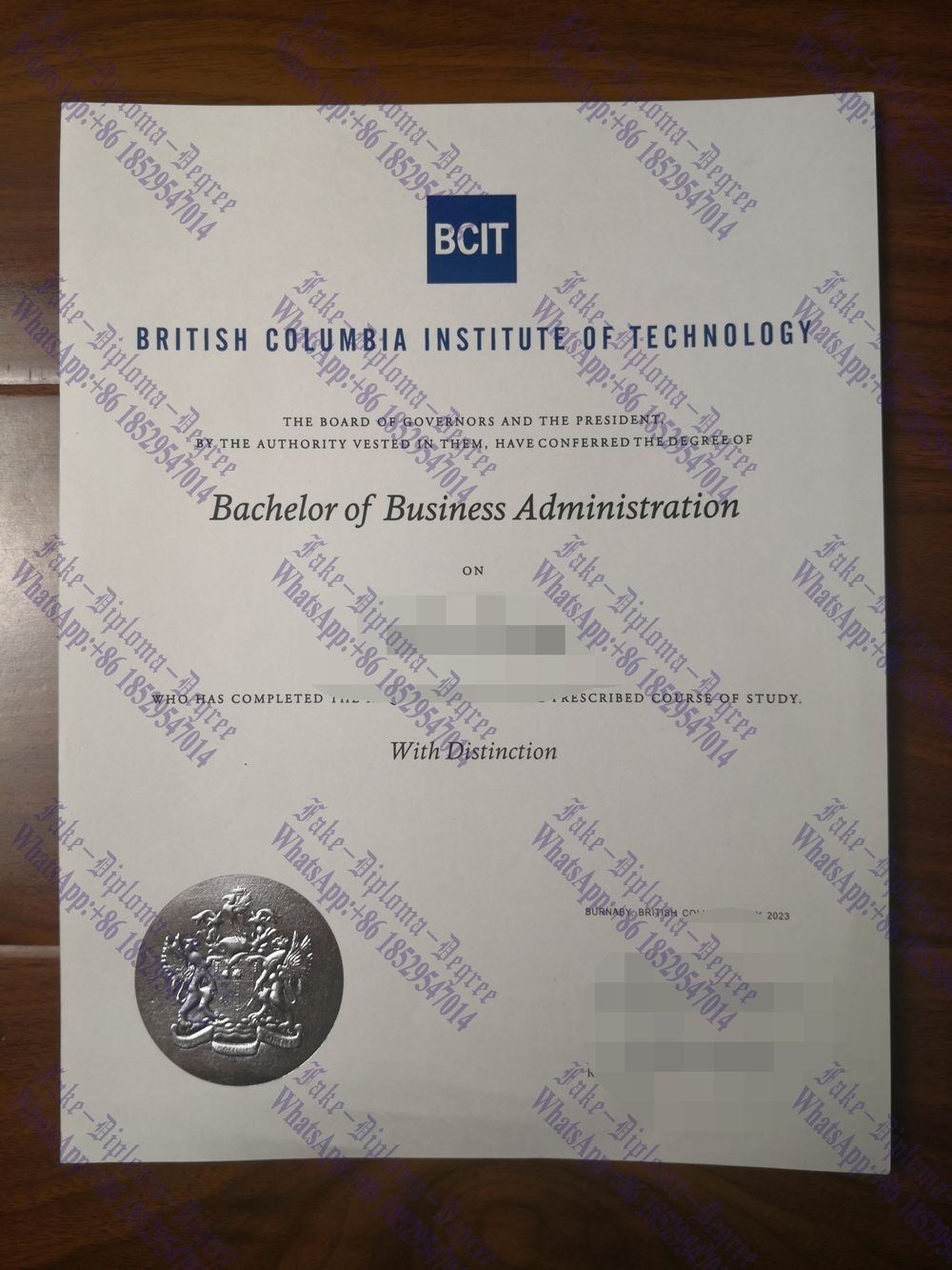 Where to purchase fake British Columbia Institute of Technology (BCIT) Diploma