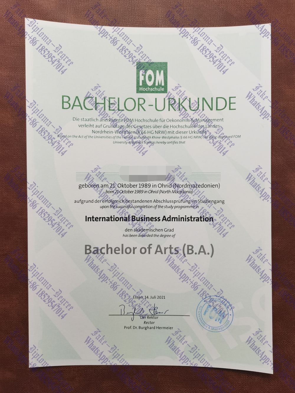 Where to purchase fake FOM University Diploma