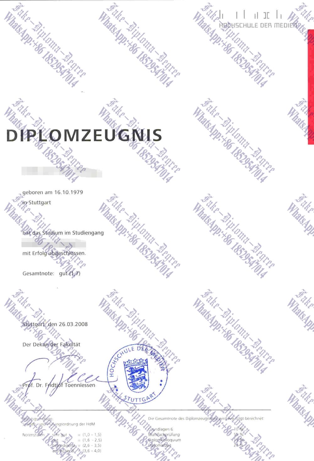Where to purchase fake Hochschule der Medien Diploma